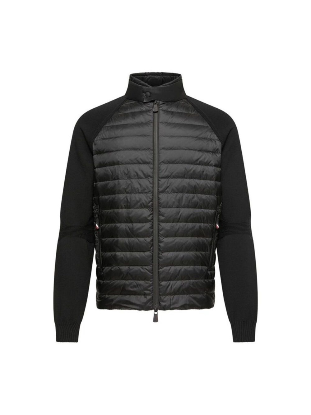 Moncler Men's Black Quilted Knit-Sleeve Puffer Jacket